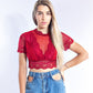 CROPPED DE RENDA E TULE